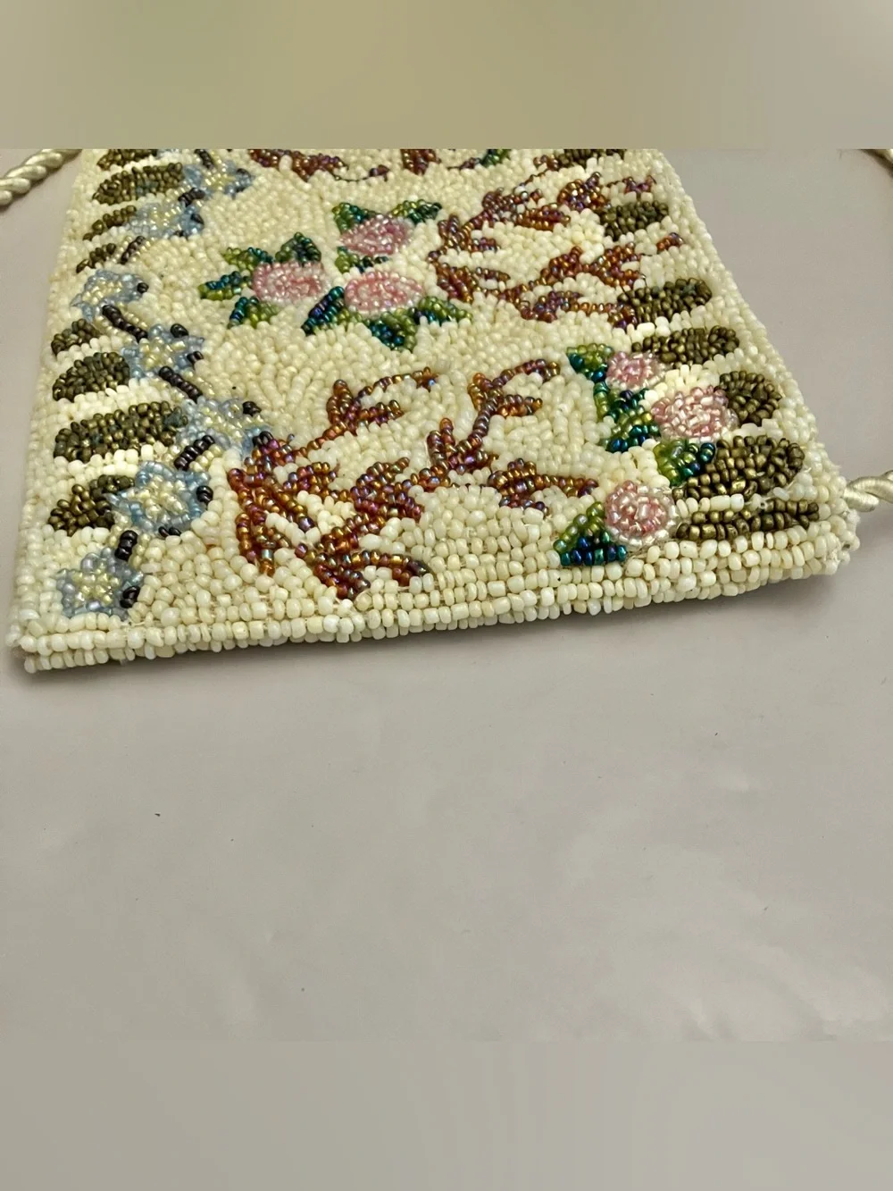 Vintage Christiana Beaded Floral Pattern Shoulder Bag Crossbody Purse 6.75 X 5”